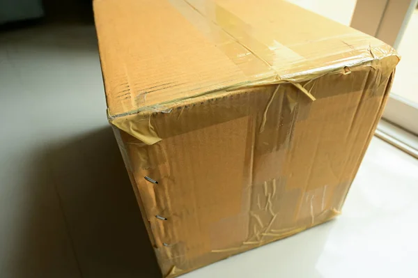 Коричневая Коробка Упаковки Транспортировки Бумага Текстурированная — стоковое фото