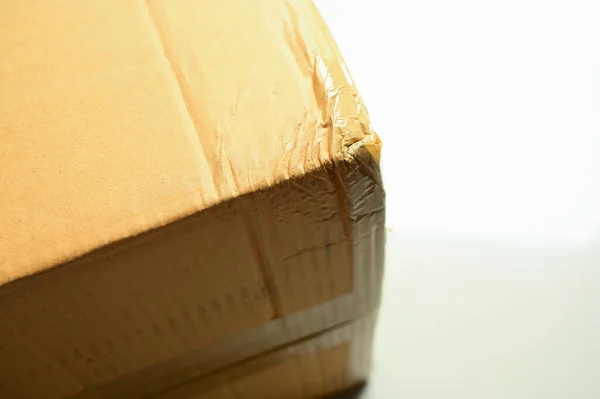 Scatola Marrone Imballaggio Spedizione Carta Strutturata — Foto Stock