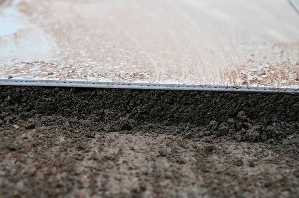 Piastrelle Bianche Pavimenti Cemento Edilizia — Foto Stock