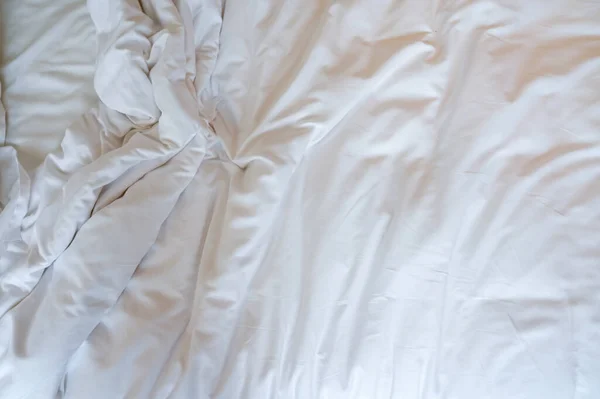 White Blanket Bed Textured Fabric — Stock Photo, Image