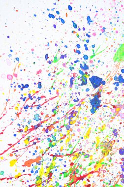 beyaz kağıt üzerinde su rengi sıçraması, renkli sanat tasarımı
