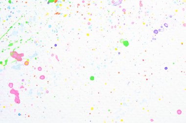 beyaz kağıt üzerinde su rengi sıçraması, renkli sanat tasarımı