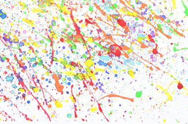 beyaz kağıt üzerinde su rengi sıçraması, renkli sanat tasarımı