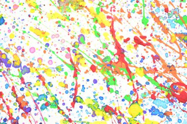 beyaz kağıt üzerinde su rengi sıçraması, renkli sanat tasarımı