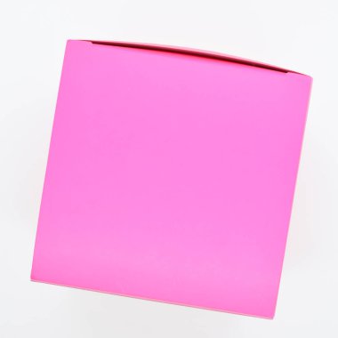 pink paper box on white background, beautiful package for design