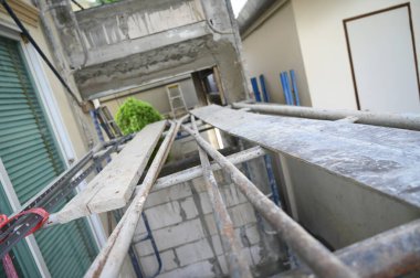 construction site industry and wood plank for build