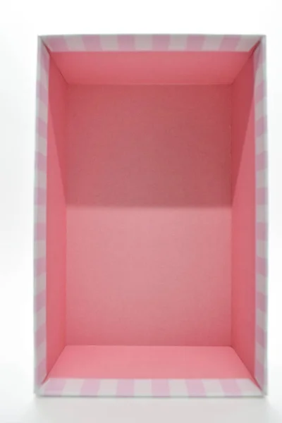 Открыть Красивую Розовую Бумажную Коробку Белом Фоне Пакет Дизайна — стоковое фото