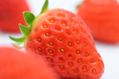closeup beautiful fresh red strawberry, texture skin of fruit