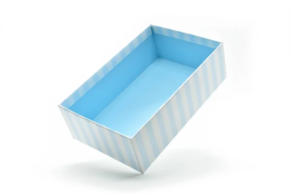 白色背景的漂亮蓝色纸盒 设计用包装 — 图库照片