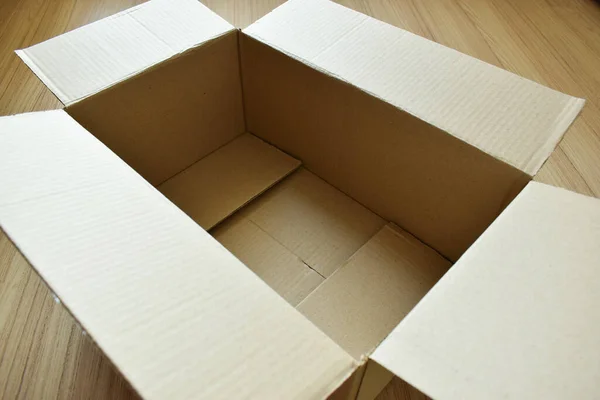 Brown Post Box Packaging Put Wood Floor Shipping Paper Texture —  Fotos de Stock