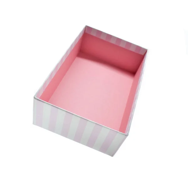 白い背景に美しいピンクの紙箱を開きデザインのためのパッケージ — ストック写真