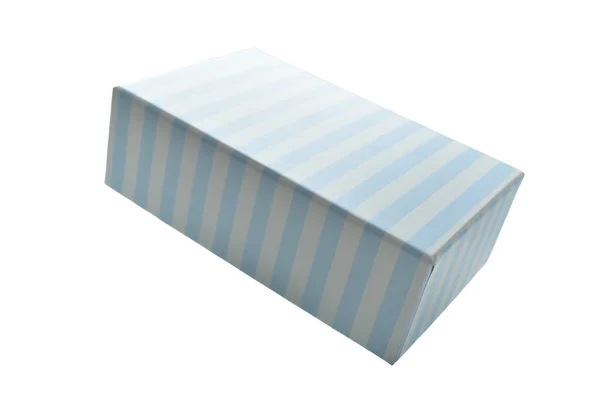 Stripe Blue Paper Box White Background Package Design — Photo