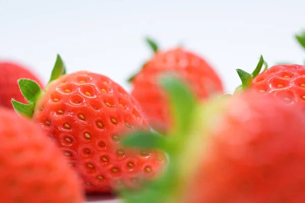 Closeup Beautiful Fresh Red Strawberry Texture Skin Fruit — Stock Photo, Image