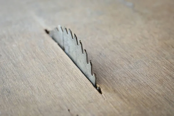 Sharp Metal Saw Wood Plank Texture Background Construction Machine — Foto Stock