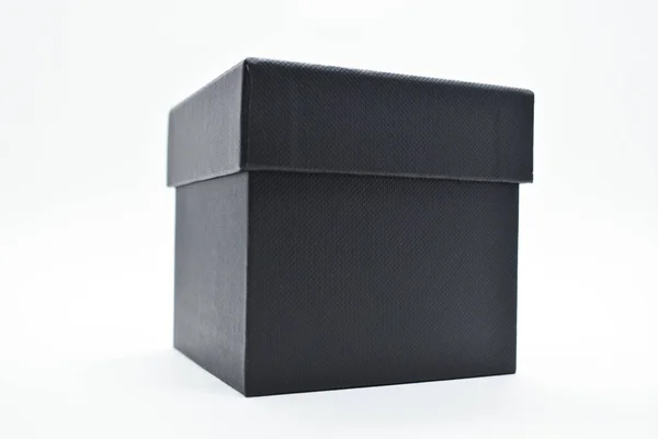 Caixa Papel Preto Fundo Branco Indústria Embalagens — Fotografia de Stock