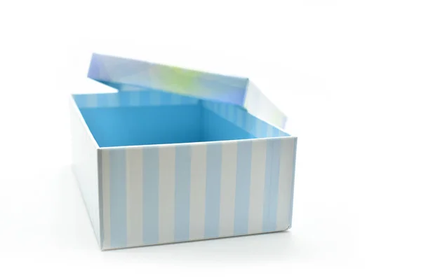 Beyaz Zemin Üzerinde Güzel Mavi Kağıt Kutu Tasarım Için Paket — Stok fotoğraf