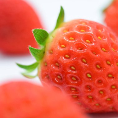 closeup beautiful fresh red strawberry, texture skin of fruit