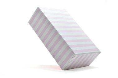 stripe pink paper box on white background, package for design