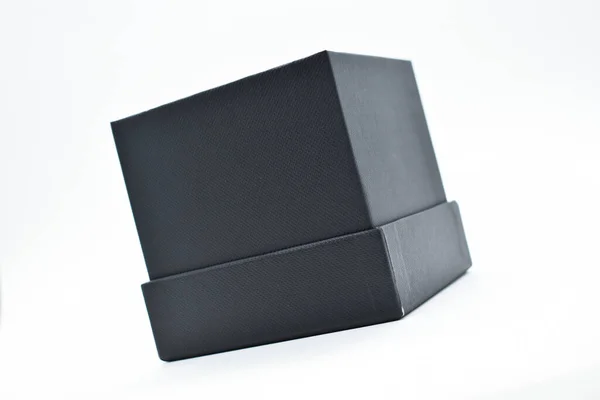 Black Paper Box White Background Packaging Industry —  Fotos de Stock