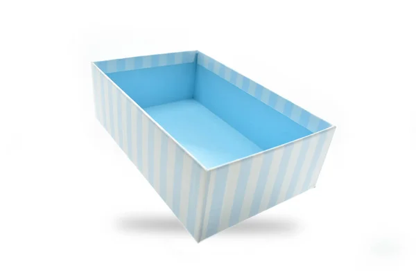 白い背景の美しい青い紙箱デザインのためのパッケージ — ストック写真