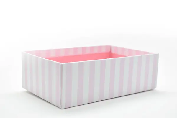 Open Beautiful Pink Paper Box White Background Package Design — Foto de Stock