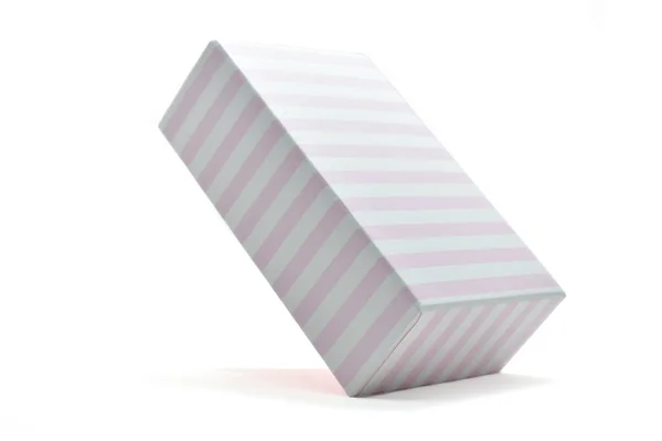 Stripe Pink Paper Box White Background Package Design — Stockfoto