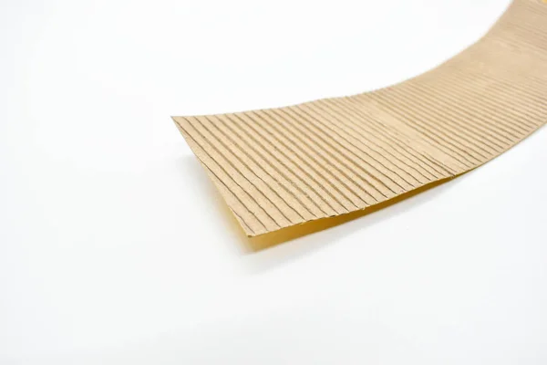 Closeup Brown Paper Cardboard Texture White Background — Zdjęcie stockowe