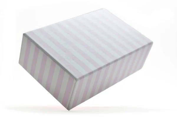 Stripe Pink Paper Box White Background Package Design — Photo
