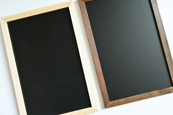 Blank Clean New Chalkboard Wooden Frame Isolated White Background Blackboard — 스톡 사진