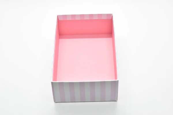 Open Beautiful Pink Box White Background Package Design — Foto de Stock