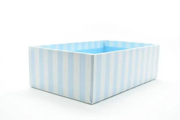 Mooie Blauwe Papieren Doos Witte Achtergrond Verpakking Voor Ontwerp — Stockfoto