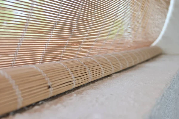 Texture Gros Plan Rideau Bambou Détail Décoration Intérieure Matériau Naturel — Photo