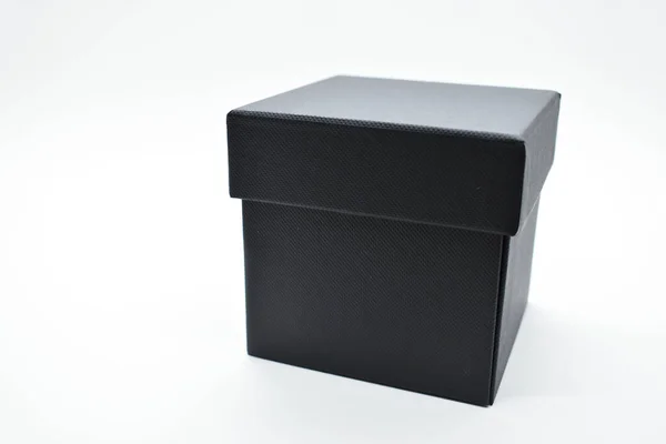 白い背景の黒い紙箱包装業界 ストックフォト