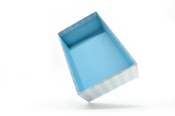 Vacker Blå Papper Låda Vit Bakgrund Paket För Design — Stockfoto