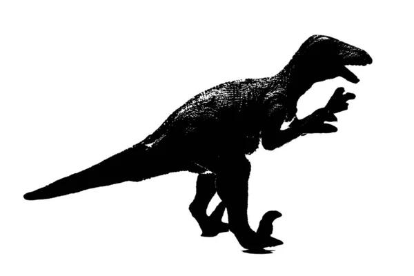 Силуэт Черного Динозавра Выделенный Белом Фоне Модель Игрушек Динозавров — стоковое фото