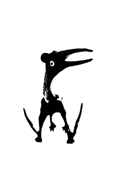 Fekete Dinoszaurusz Sziluett Elszigetelt Fehér Alapon Modell Pteranodon Játékok — Stock Fotó