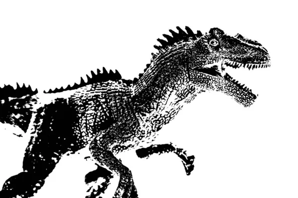 白い背景に黒い恐竜のシルエットギガノトサウルスのおもちゃのモデル — ストック写真