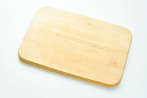 Brązowa Drewniana Deska Krojenia Białym Tle Deska Gotowania Kuchni — Zdjęcie stockowe