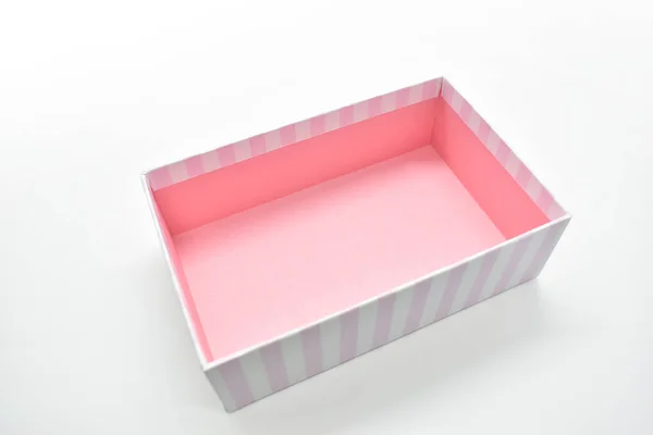 Otwórz Piękne Różowe Pudełko Białym Tle Pakiet Projektowania — Zdjęcie stockowe