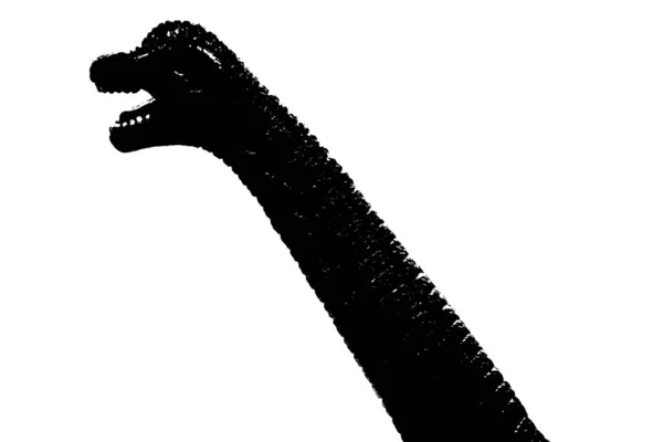 Silueta Dinosaurio Negro Aislado Sobre Fondo Blanco Modelo Juguete Dinosaurios — Foto de Stock