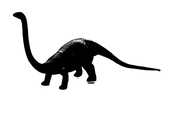 Silhueta Dinossauro Preto Isolado Fundo Branco Modelo Dinossauros Brinquedo — Fotografia de Stock