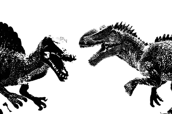 Dinosaurus Silhouet Geïsoleerd Witte Achtergrond Model Van Spinosaurus Giganotosaurus Speelgoed — Stockfoto