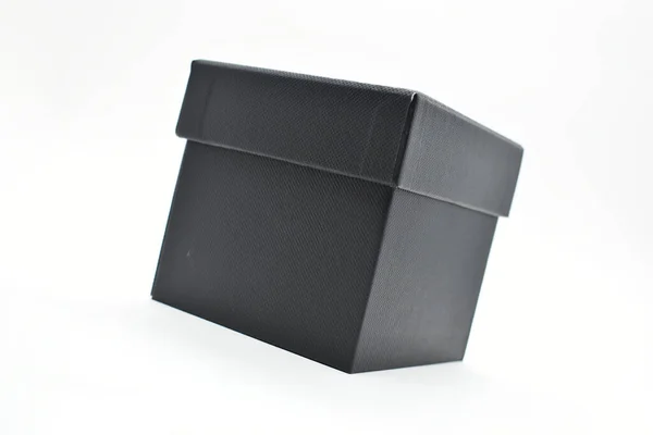 Schwarze Papierschachtel Auf Weißem Hintergrund Verpackungsindustrie — Stockfoto