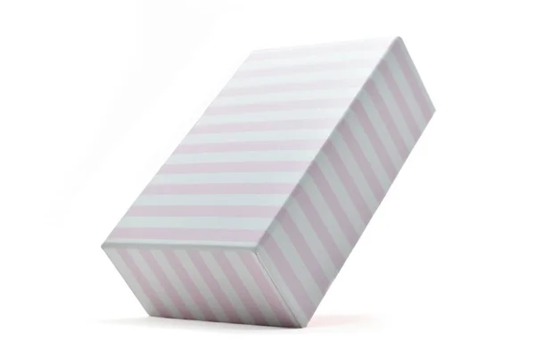 Stripe Pink Paper Box White Background Package Design — Zdjęcie stockowe