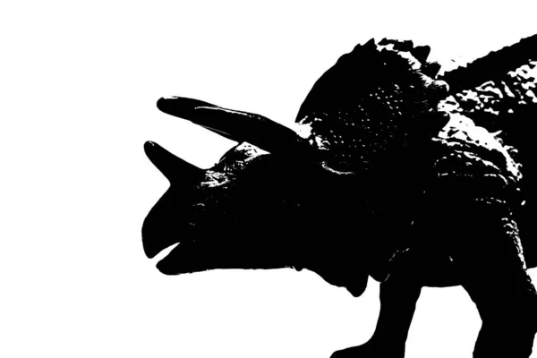 Czarna Sylwetka Dinozaura Izolowana Białym Tle Model Zabawek Dinozaurów — Zdjęcie stockowe