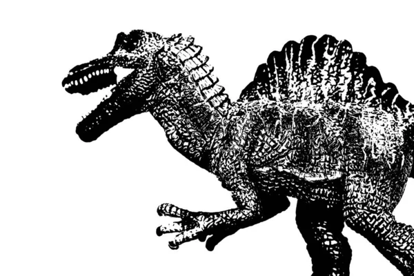 Dinosauří Silueta Izolované Bílém Pozadí Model Spinosaurus Hračky — Stock fotografie