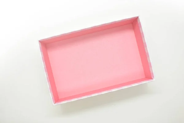 Open Mooie Roze Doos Witte Achtergrond Verpakking Voor Ontwerp — Stockfoto