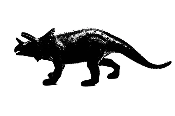 Svart Dinosaurie Silhuett Isolerad Vit Bakgrund Modell Dinosaurier Leksaker — Stockfoto