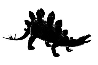 Beyaz arka planda izole edilmiş siyah dinozor silueti, dinazor oyuncakları modeli