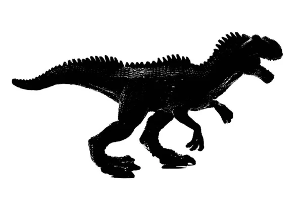 Silueta Dinosaurio Negro Aislado Sobre Fondo Blanco Modelo Juguete Giganotosaurus —  Fotos de Stock
